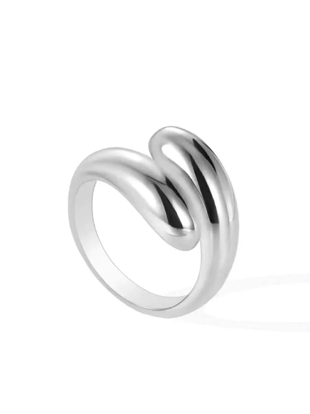 Silver Plated Adjustable Minimalist Drop Band Jewelry Rings